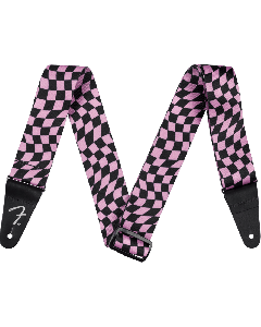 Genuine Fender Wavy Checkerboard Polyester Guitar Strap, Pink