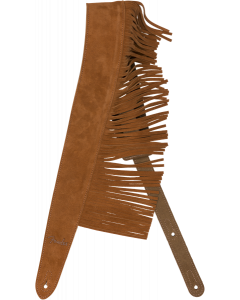 Genuine Fender Limited Edition 2-1/2 Inch Fringed Tan Suede Leather Guitar Strap