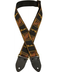 Genuine Fender 2" Wide LEGACY Monogrammed Guitar Strap - Black/Brown/Yellow