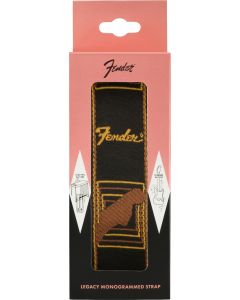 Genuine Fender 2" Wide LEGACY Monogrammed Guitar Strap - Black/Brown/Yellow
