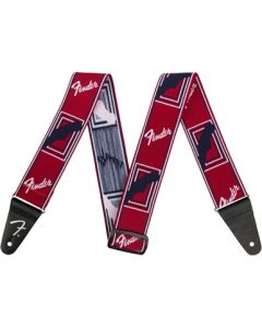 Genuine Fender WeighLess Stretch 2" Monogrammed Guitar Strap, Red/White/Blue
