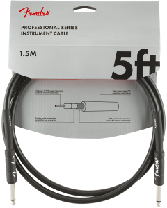 Fender Professional Series Black Guitar/Instrument Cable, Straight, 5' ft