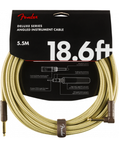 Fender Deluxe TWEED Guitar/Instrument Cable, Straight-Right Angle, 18.6' ft