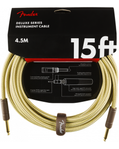 Fender Deluxe TWEED Electric Guitar/Instrument Cable, Straight Ends, 15' ft