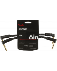 Fender Deluxe BLACK TWEED Electric Guitar Patch Cables, Right Angle, 2-Pack, 6"