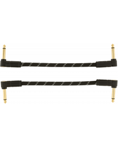Fender Deluxe BLACK TWEED Electric Guitar Patch Cables, Right Angle, 2-Pack, 6"