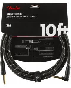 Fender Deluxe BLACK TWEED Guitar/Instrument Cable, Straight-Right Angle, 10' ft