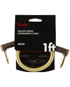Fender Deluxe TWEED Electric Guitar/Instrument Patch Cable, Right-Angle, 1' ft