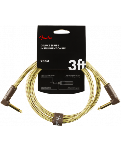 Fender Deluxe TWEED Electric Guitar/Instrument Cable, Right-Angle Ends, 3' ft