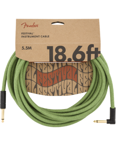 Fender Festival Instrument/Guitar Cable Eco-Friendly Pure Hemp, GREEN 18.6' ft