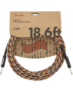 Fender Festival Instrument/Guitar Cable Eco-Friendly Pure Hemp, RAINBOW 18.6' ft