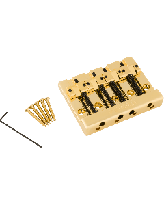 Genuine Fender GOLD HIMASS Block Logo High-Mass Bass Bridge IV w/Brass Saddles