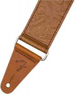 Genuine Fender Tooled Leather Guitar Strap, 2" Wide, Adjustable, Brown