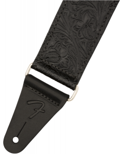 Genuine Fender Tooled Leather Guitar Strap, 2" Wide, Adjustable, Black