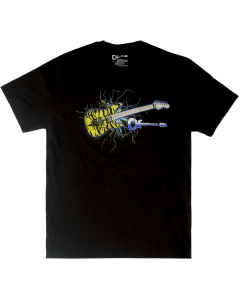 Charvel Satchel Yellow Bengal Guitar Graphic Men's Tee T-Shirt Black, LARGE (L)