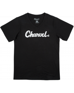 Charvel Guitars Toothpaste Logo, Ladies Fit Tee T-Shirt, Black, MEDIUM (M)