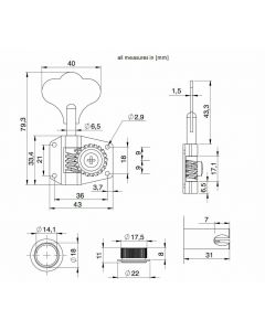 Hipshot BT1 Bass Xtender Key Fender, MM G&L Extender Long-Key D-Tuner - NICKEL
