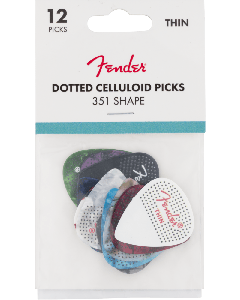 Genuine Fender 351 Dotted Celluloid Guitar Picks, 12-Pack, THIN, 198-0200-100