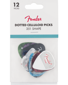 Genuine Fender 351 Dotted Celluloid Guitar Picks, 12-Pack, MEDIUM, 198-0200-300