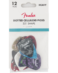 Genuine Fender 351 Dotted Celluloid Guitar Picks, 12-Pack, HEAVY, 198-0200-500