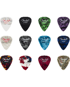 Genuine Fender 351 Dotted Celluloid Guitar Picks, 12-Pack, HEAVY, 198-0200-500