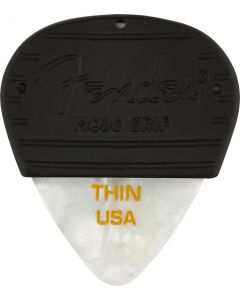 Fender MOJO GRIP Guitar Picks, Celluloid, THIN, 3-Pack, WHITE MOTO