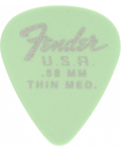 Genuine Fender 351 Dura-Tone Delrin Guitar Picks, SURF GREEN, .58, 12 PACK