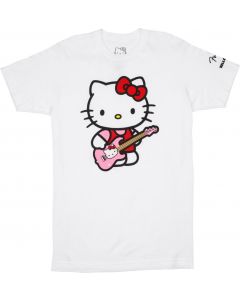 Fender X Hello Kitty Official Sleeve Hit Logo Tee/T-Shirt, White, MEDIUM (M)