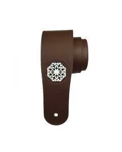 Thalia Dark Chocolate Leather Guitar Strap with Pearl Star Gazer Inlay