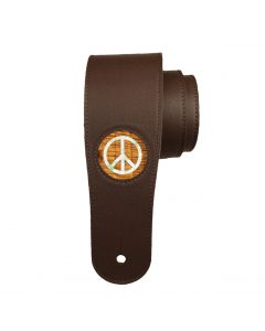 Thalia Dark Chocolate Leather Guitar Strap with Rosewood Pearl Peace Inlay