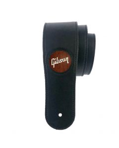 Thalia X Gibson Black Italian Leather Guitar Strap w/ Rosewood Pearl Logo