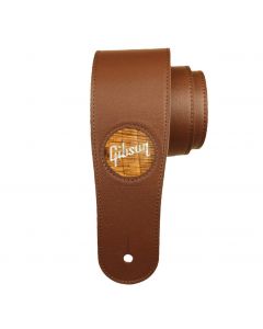 Thalia X Gibson Brown Italian Leather Guitar Strap w/ Hawaiian Koa Pearl Logo