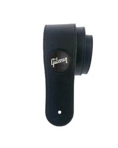 Thalia X Gibson Black Italian Leather Guitar Strap w/ Ebony Pearl Logo Inlay