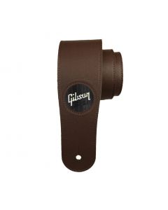 Thalia X Gibson Chocolate Italian Leather Guitar Strap w/ Ebony Pearl Logo Inlay