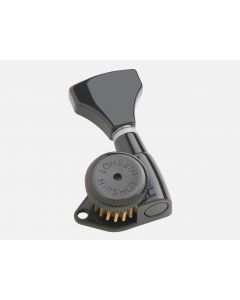 Hipshot LEFTY/LEFT-HANDED BLACK 6-InLine Grip-Lock Open STAGGERED Locking Tuners