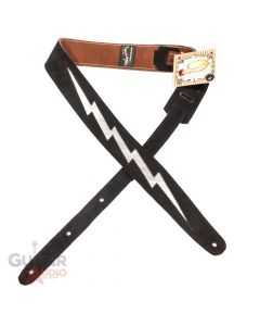 Henry Heller Garment Leather, 2" Wide Guitar Strap, Silver Bolt