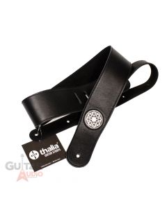 Thalia Black Leather Guitar Strap with Pearl Star Gazer Inlay