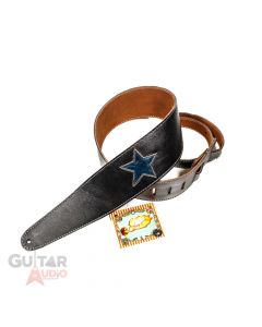 Henry Heller Leather Star Series, 2" Wide Guitar Strap, Black