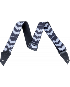 Genuine Jackson Logo Guitar Strap with Double V Pattern, Black/White
