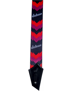 Genuine Jackson Logo Guitar Strap with Double V Pattern, Black/Red