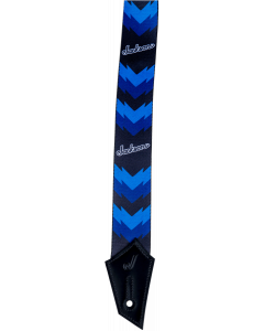 Genuine Jackson Logo Guitar Strap with Double V Pattern, Black/Blue