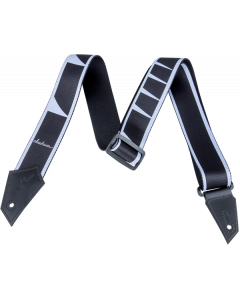 Genuine Jackson Logo Guitar Strap with Sharkfin Inlay Pattern, Black/White