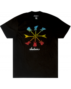 Jackson Guitars Guitar Shapes Logo Men's Tee T-Shirt, Black, SMALL (S)