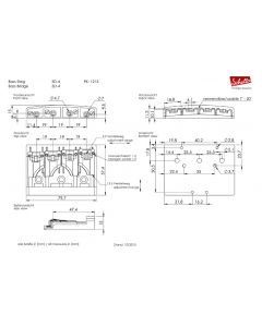 Schaller Germany 3D4 4-String Flatmount Roller Bass Bridge, CHROME 12130200