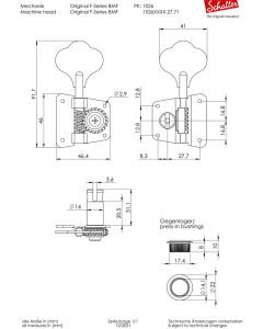 Schaller Germany 4-In-Line F-Series Tuners for Fender P/J Bass, CHROME