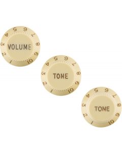 Genuine Fender LEFT-HANDED Stratocaster/Strat Guitar Control Knobs, AGED WHITE