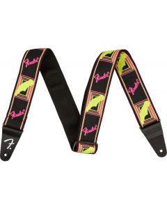 Genuine Fender Neon Monogrammed Adjustable Guitar Strap, YELLOW/PINK