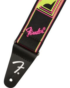 Genuine Fender Neon Monogrammed Adjustable Guitar Strap, YELLOW/PINK
