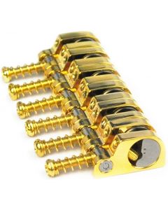 Babicz Full Contact Hardware FCHTSGD T-Swivel Strat Bridge Saddles 6 Set - GOLD