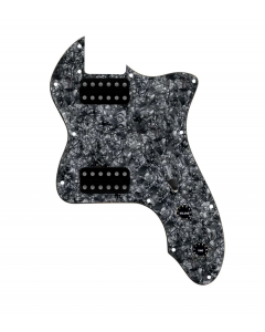 920D Custom 72 Thinline Tele Loaded Pickguard With Uncovered Cool Kids Humbuckers, Black Knobs, and Black Pearl Pickguard